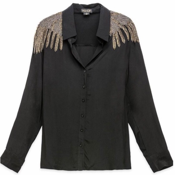 AS by DF black beaded blouse NWOT - Picture 4 of 4